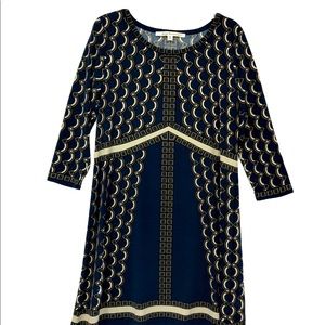 Max Studio dress M blue geometric pattern